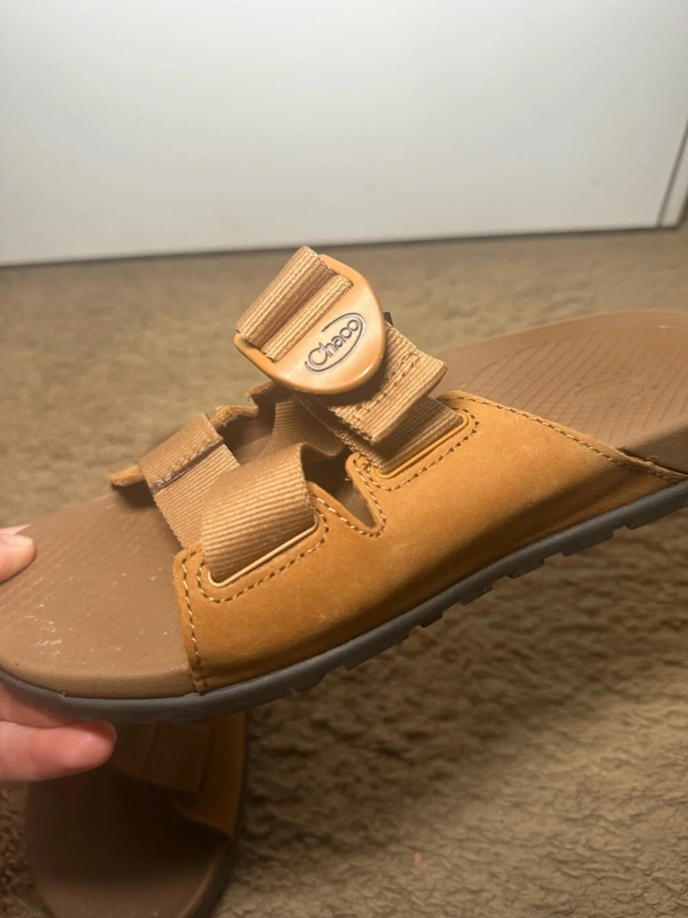 Chaco Women's Lowdown Leather Slide Sandals Size 6 Camel Color